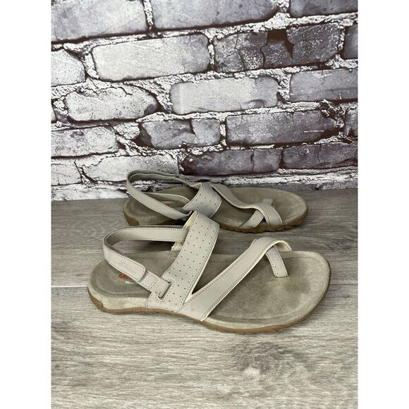 Merrell Aluminum Grey Suede Synthetic Toe Strap Foam Sandals Women Sz 9M US/40EU - Picture 15 of 16